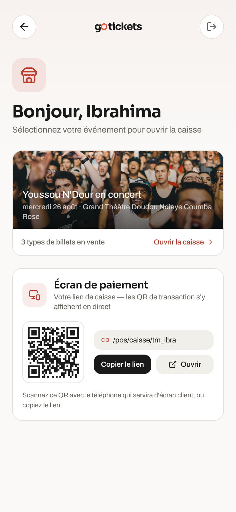 Point de vente GoTickets : vente de billets sur place
